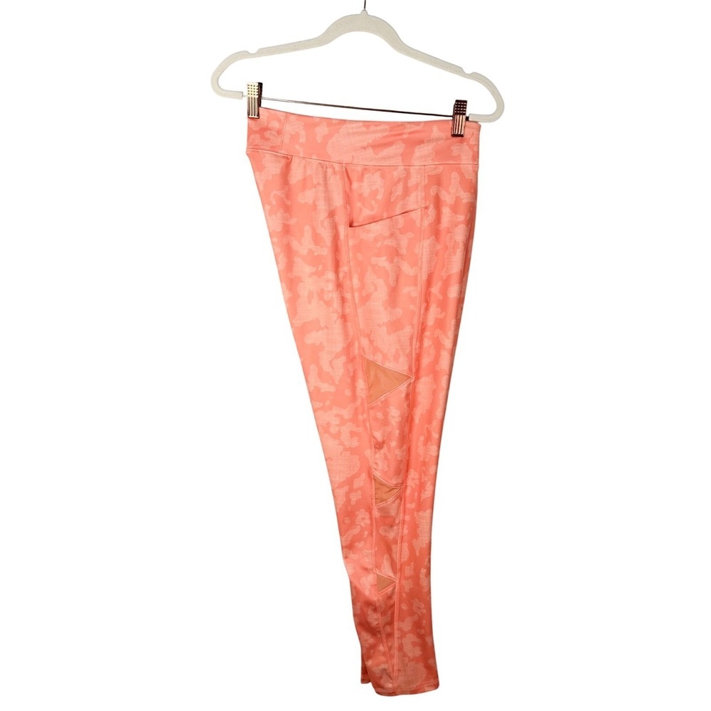 HUK Womens XL Peach Camo Mesh Insert Leggings Athletic Athleisure Pants Reel On